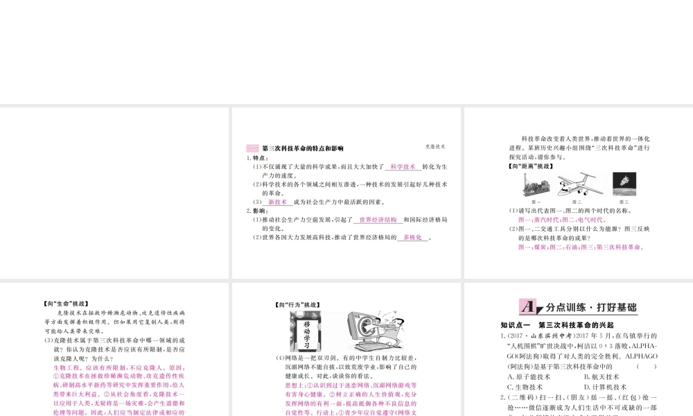 （全国版）九年级历史下册 第八单元 现代科学技术和文化 17 第三次科技革命练习课件 新人教版-新人教版初中九年级下册历史课件