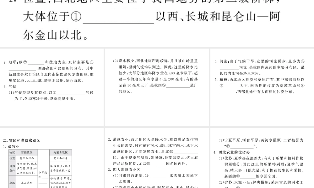 （人教版通用）中考地理一轮复习 八下 第八章 西北地区知识梳理课件-人教版初中九年级全册地理课件