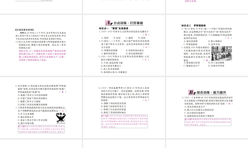 （全国版）九年级历史下册 第二单元 凡尔赛—华盛顿体系下的世界 4 经济大危机练习课件 新人教版-新人教版初中九年级下册历史课件