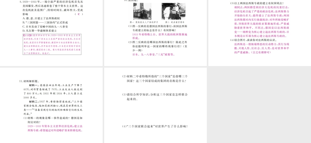 （全国版）九年级历史下册 第二单元 凡尔赛—华盛顿体系下的世界 5 法西斯势力的猖獗练习课件 新人教版-新人教版初中九年级下册历史课件