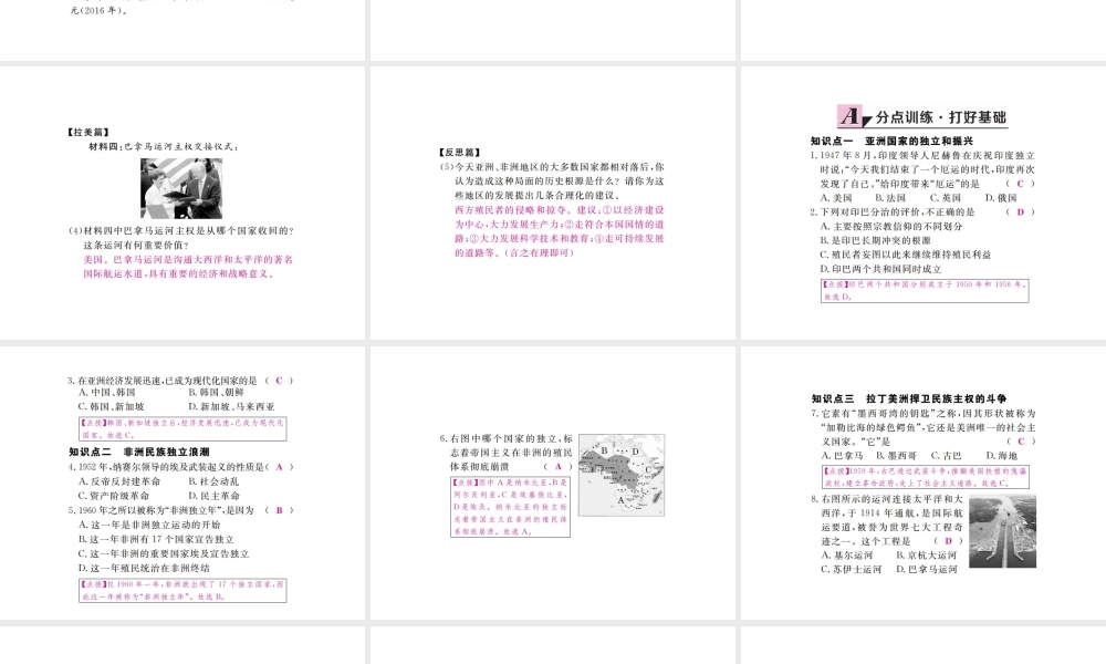 （全国版）九年级历史下册 第六单元 亚非拉国家的独立于振兴 12 亚非拉的奋起练习课件 新人教版-新人教版初中九年级下册历史课件