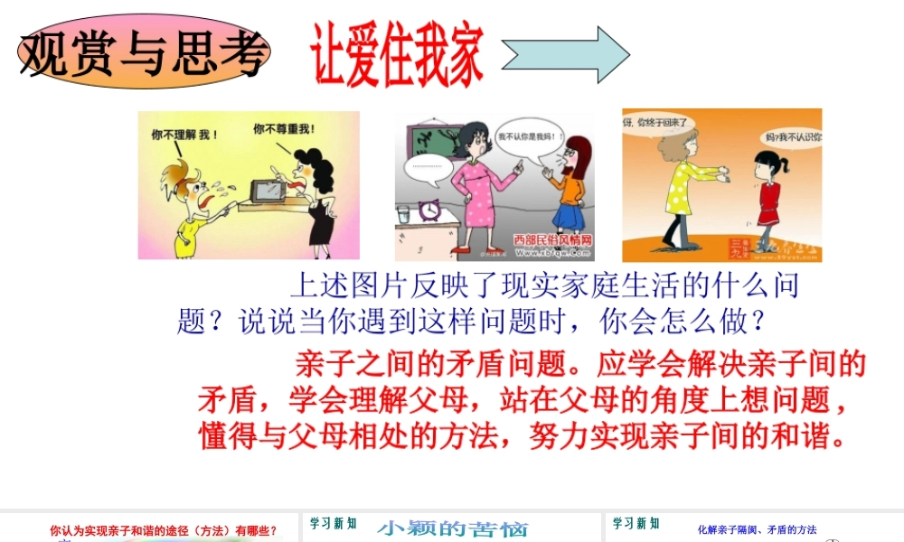 （2016年秋季版）七年级政治上册 3.1.2 实现亲子和谐课件 湘师版（道德与法治）