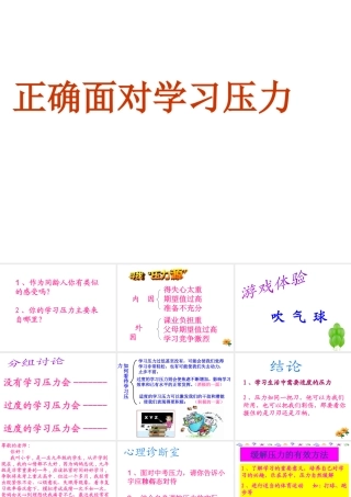 （2016年秋季版）七年级政治上册 第二单元 第三节 第2框 正确面对学习压力教学课件 湘教版（道德与法治）