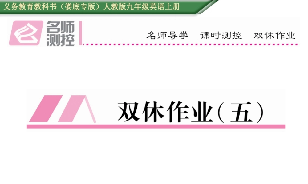 （娄底专版）秋九年级英语全册 Unit 5 What are the shirts made of双休作业（五）课件 （新版）人教新目标版-（新版）人教新目标版初中九年级全册英语课件