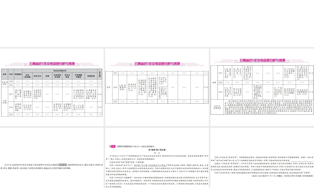 （云南专版）中考语文 第四部分 现代文阅读 第16讲 整体感知与论点归纳复习课件-人教版初中九年级全册语文课件