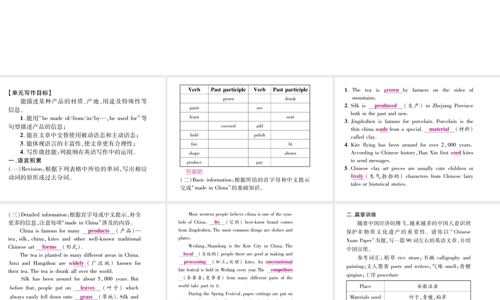 （娄底专版）秋九年级英语全册 Unit 5 What are the shirts made of同步作文指导课件 （新版）人教新目标版-（新版）人教新目标版初中九年级全册英语课件