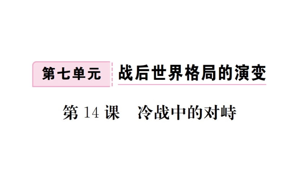 （全国版）九年级历史下册 第七单元 战后世界格局的演变 14 冷战中的对峙练习课件 新人教版-新人教版初中九年级下册历史课件