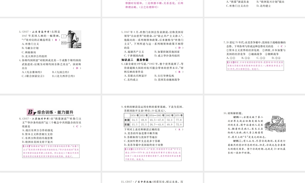 （全国版）九年级历史下册 第七单元 战后世界格局的演变 14 冷战中的对峙练习课件 新人教版-新人教版初中九年级下册历史课件