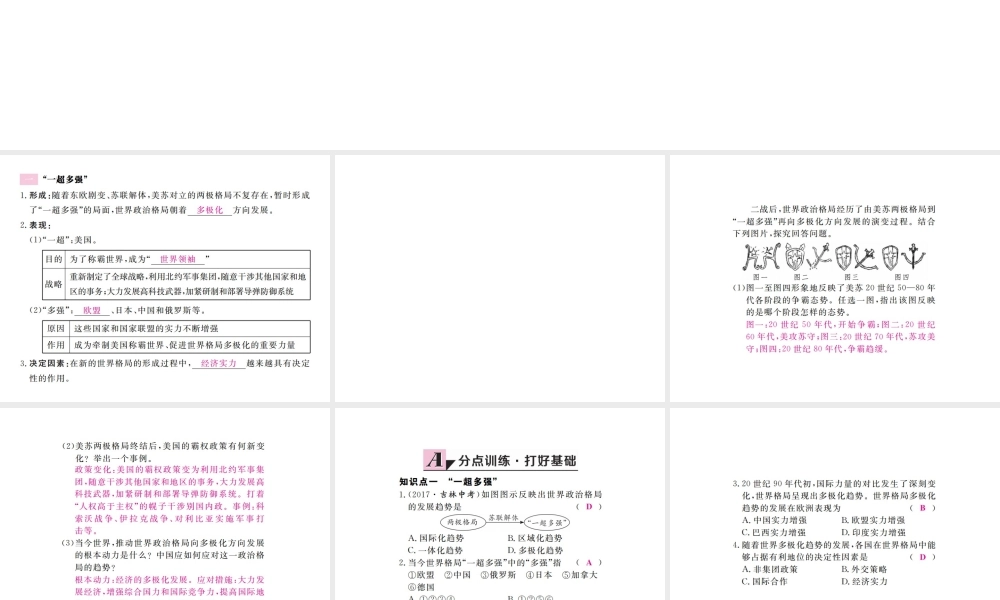 （全国版）九年级历史下册 第七单元 战后世界格局的演变 15 世界政治格局的多极化趋势练习课件 新人教版-新人教版初中九年级下册历史课件