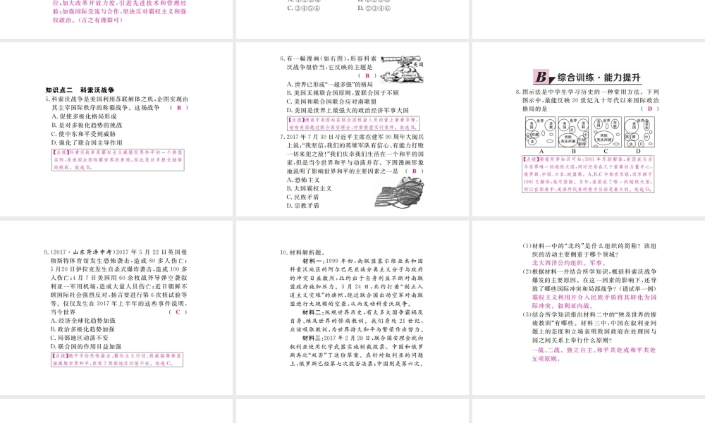 （全国版）九年级历史下册 第七单元 战后世界格局的演变 15 世界政治格局的多极化趋势练习课件 新人教版-新人教版初中九年级下册历史课件