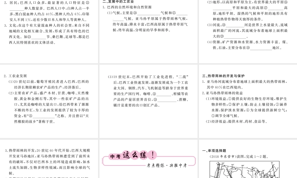 （人教版通用）中考地理一轮复习 七下 第九章 西半球的国家知识梳理课件-人教版初中九年级全册地理课件