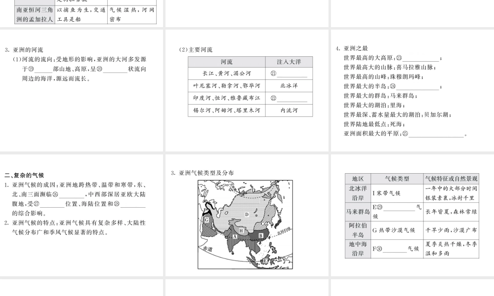（人教版通用）中考地理一轮复习 七下 第六章 我们生活的大洲——亚洲知识梳理课件-人教版初中九年级全册地理课件