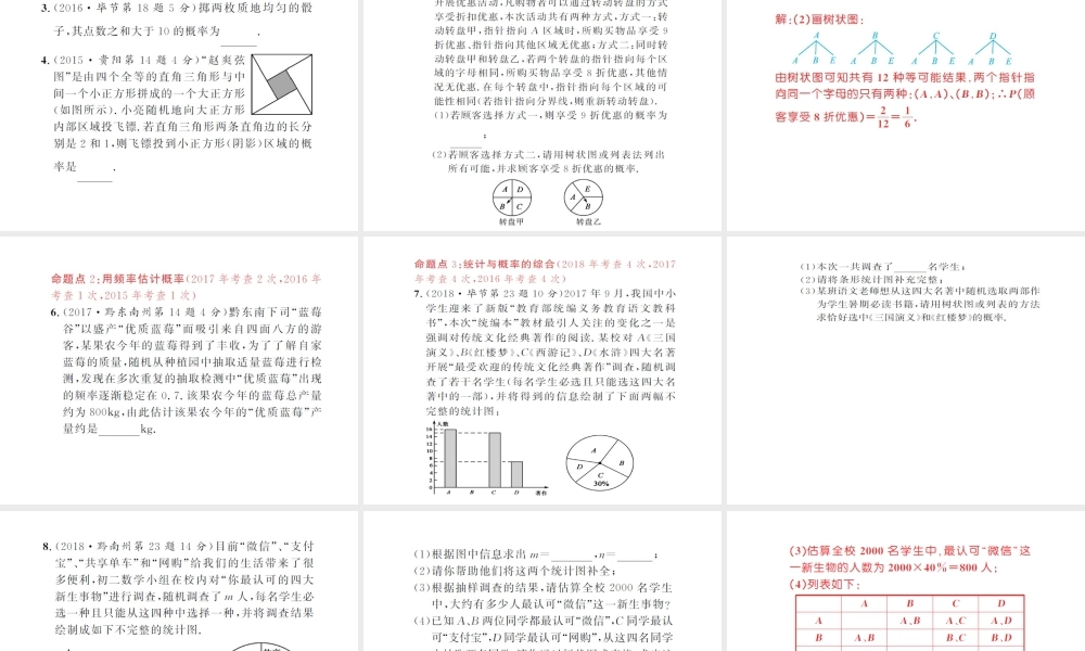 （三洲版）中考数学总复习 第八章 统计与概率 第二节 概率课件-人教级全册数学课件