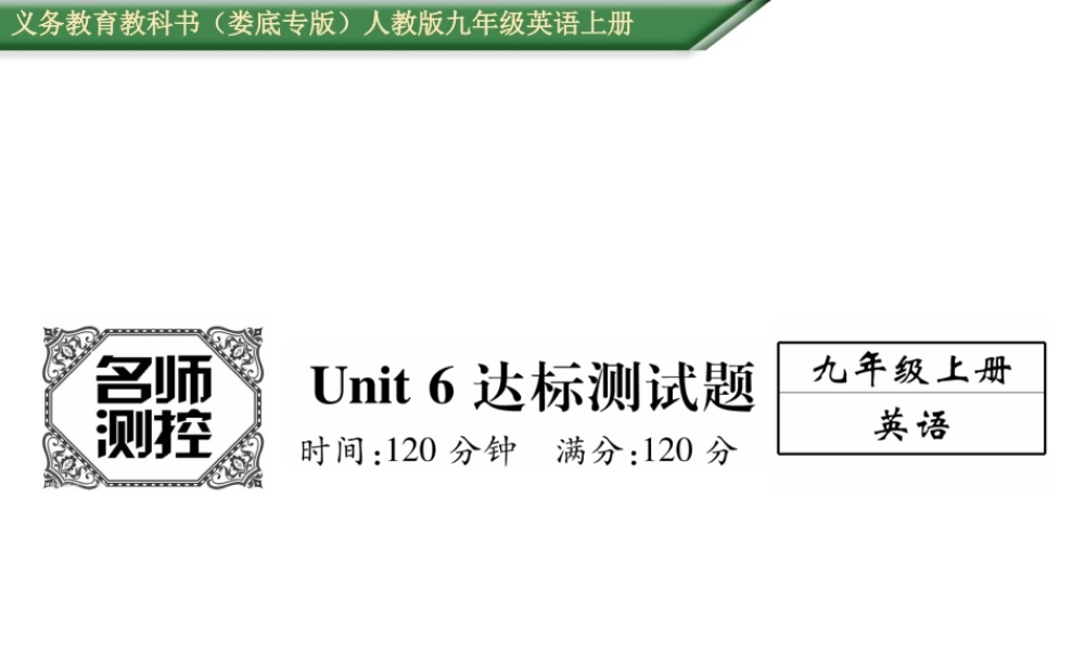 （娄底专版）秋九年级英语全册 Unit 6 When was it invented达标测试卷课件 （新版）人教新目标版-（新版）人教新目标版初中九年级全册英语课件