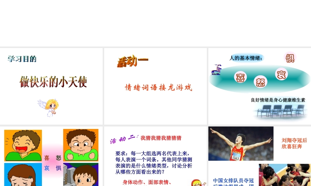 （2016年秋季版）七年级政治上册 第一单元 第三节 拥有好心情课件1 湘教版（道德与法治）