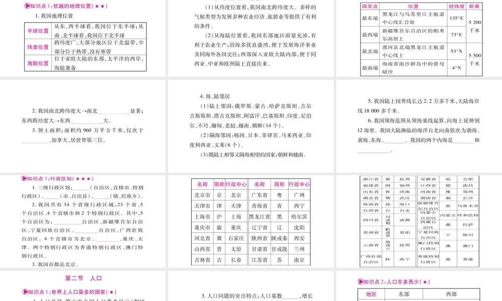 （人教版通用）中考地理总复习 八上 第1章 从世界看中国课件-人教版初中九年级全册地理课件