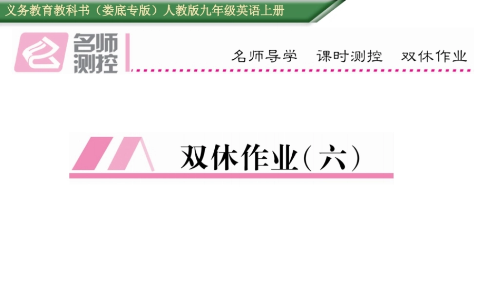 （娄底专版）秋九年级英语全册 Unit 6 When was it invented双休作业（六）课件 （新版）人教新目标版-（新版）人教新目标版初中九年级全册英语课件