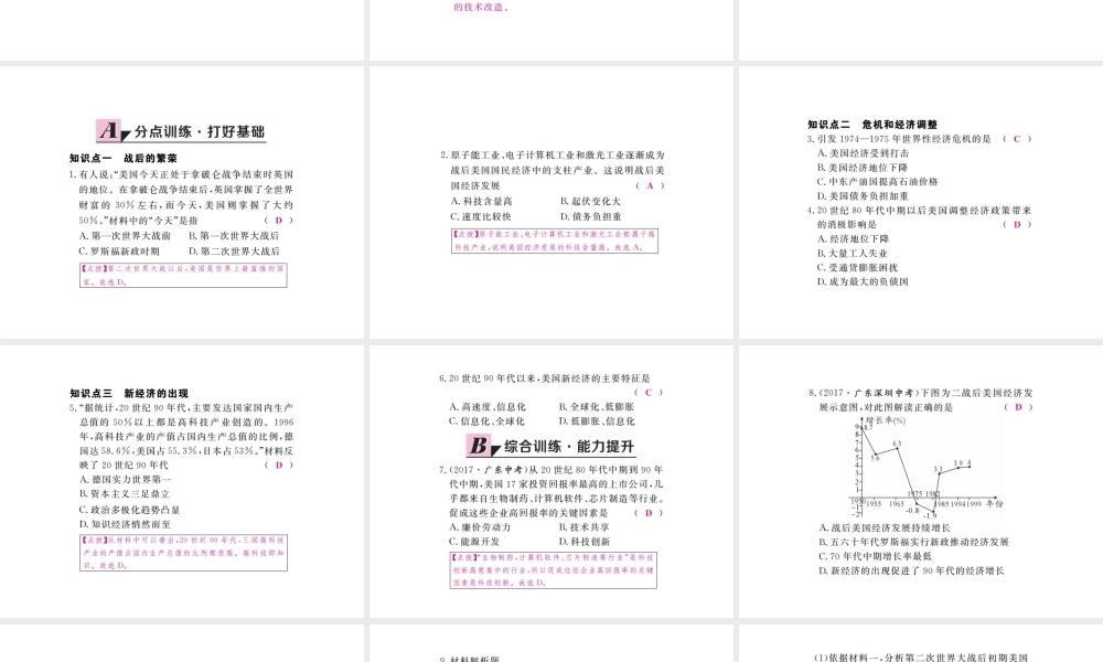 （全国版）九年级历史下册 第四单元 战后资本主义国家的变化 8 美国经济的发展练习课件 新人教版-新人教版初中九年级下册历史课件