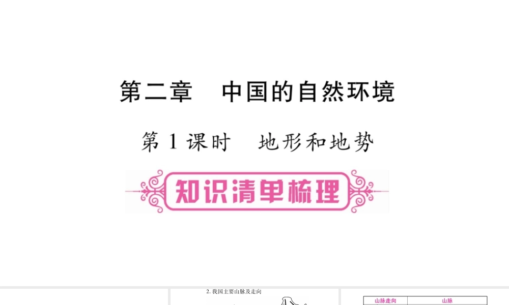 （人教版通用）中考地理总复习 八上 第2章 中国的自然环境 第1课时 地形和地势课件-人教版初中九年级全册地理课件