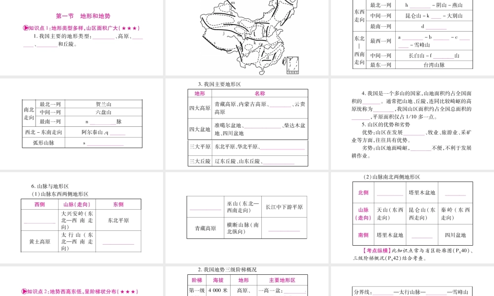 （人教版通用）中考地理总复习 八上 第2章 中国的自然环境 第1课时 地形和地势课件-人教版初中九年级全册地理课件