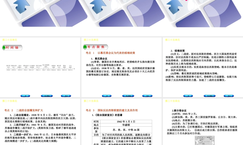 （呼和浩特专版）中考历史复习 第二十五单元 第二次世界大战课件 岳麓版-岳麓版初中九年级全册历史课件