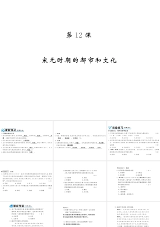 （北部湾级历史下册 第二单元 辽宋夏金元时期：民族关系发展和社会变化 第12课 宋元时期的都市和文化习题课件 新人教版-新人教级下册历史课件