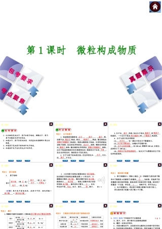 （包头专版）2014中考化学复习方案 第1课时 微粒构成物质课件（包考要求+考点聚焦+真题展示，含2013试题）