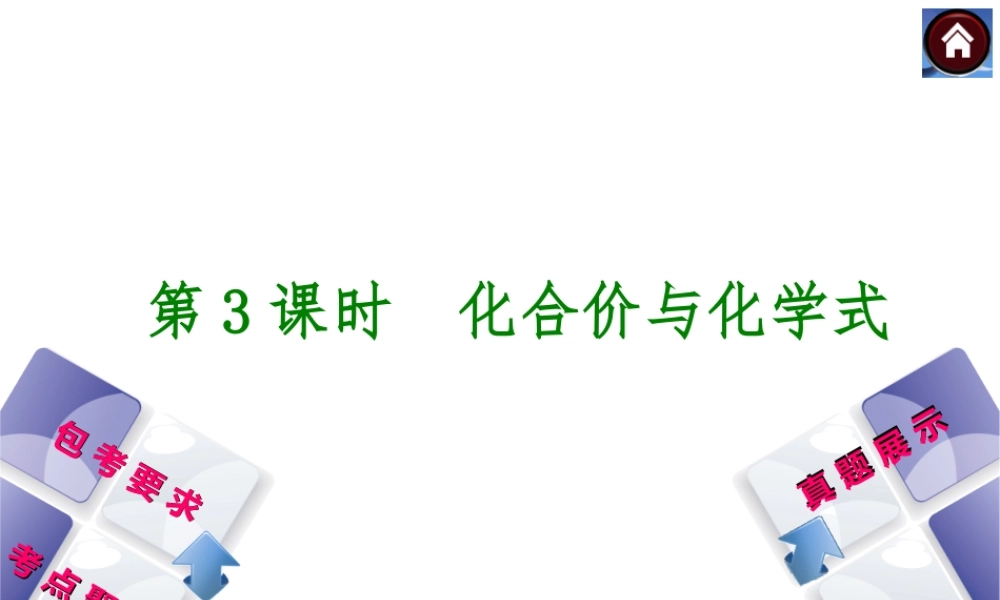 （包头专版）2014中考化学复习方案 第3课时 化合价与化学式课件（包考要求+考点聚焦+真题展示，含2013试题）