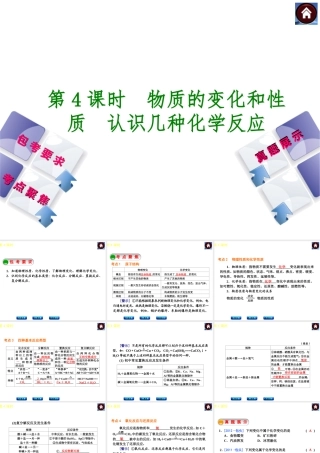（包头专版）2014中考化学复习方案 第4课时 物质的变化和性质 认识几种化学反应课件（包考要求+考点聚焦+真题展示，含2013试题）