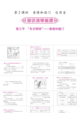 （人教版通用）中考地理总复习 八下 第7章 南方地区 第2课时 香港和澳门 台湾省课件-人教版初中九年级全册地理课件