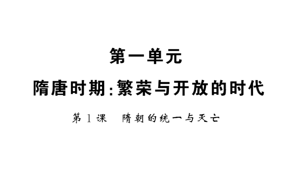 （北部湾级历史下册 第一单元 隋唐时期：繁荣与开放的时代 第1课 隋朝的统一与灭亡习题课件 新人教版-新人教级下册历史课件