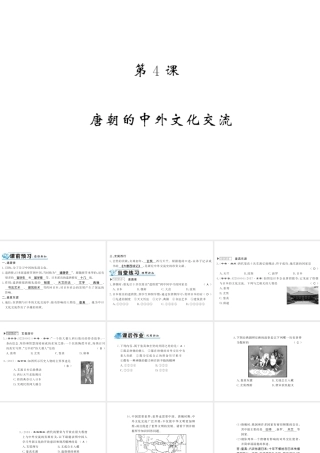 （北部湾级历史下册 第一单元 隋唐时期：繁荣与开放的时代 第4课 唐朝的中外文化交流习题课件 新人教版-新人教级下册历史课件
