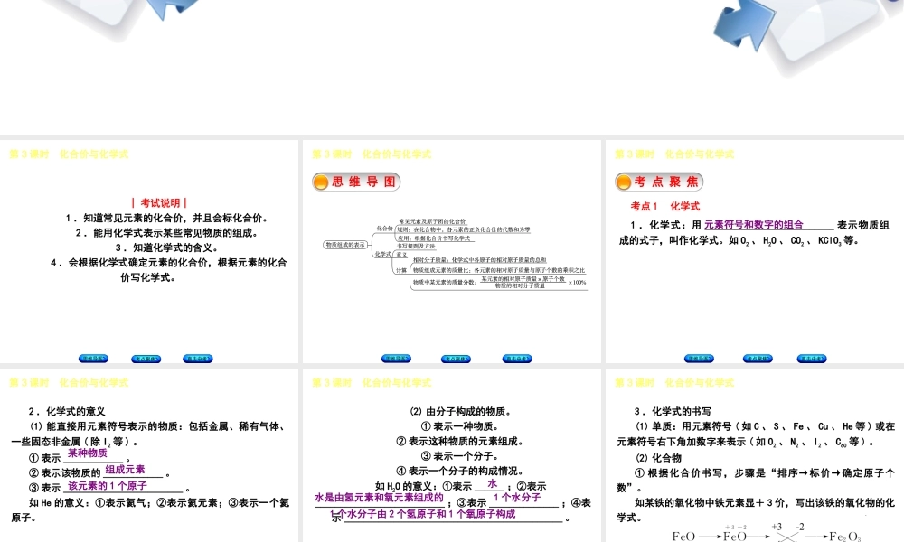 （包头专版）中考化学复习方案 第3课时 化合价与化学式课件-人教版初中九年级全册化学课件