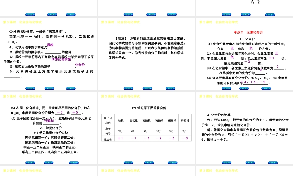 （包头专版）中考化学复习方案 第3课时 化合价与化学式课件-人教版初中九年级全册化学课件