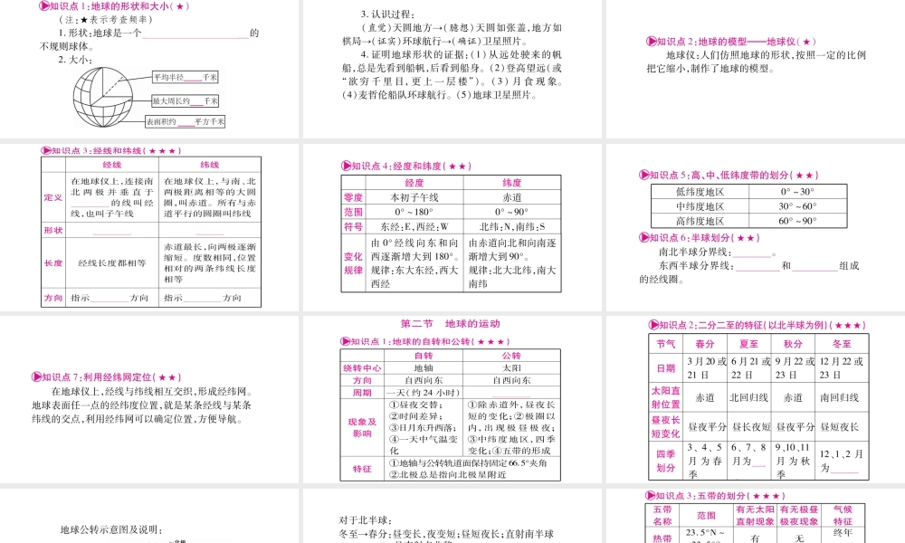 （人教版通用）中考地理总复习 七上 第1章 地球和地图 第1课时 地球课件-人教版初中九年级全册地理课件