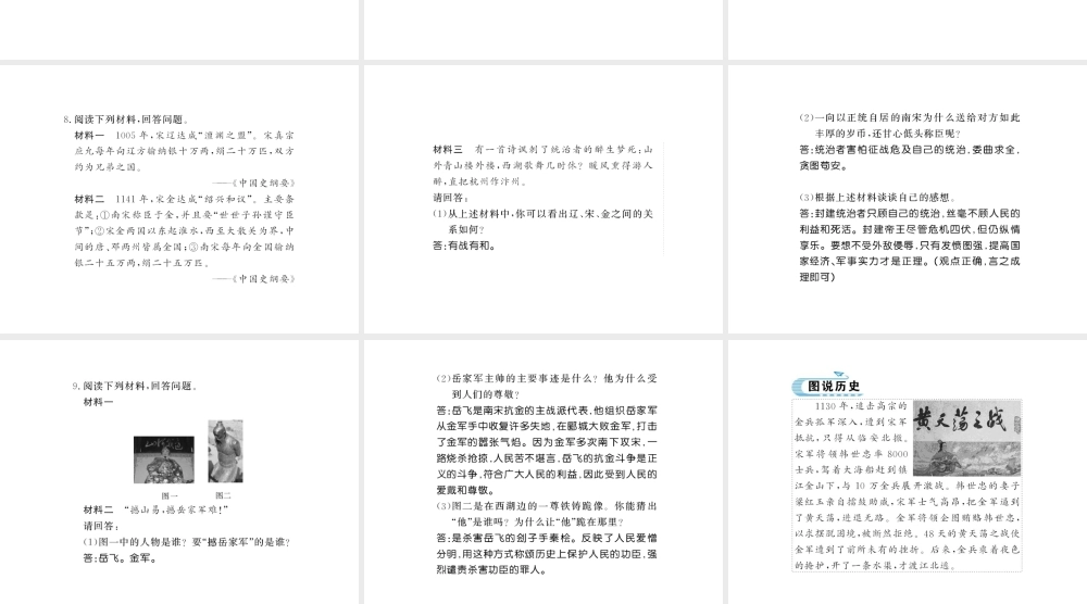 （北部湾专版）七年级历史下册 第二单元 辽宋夏金元时期：民族关系发展和社会变化 第8课 金与南宋的对峙习题课件 新人教版-新人教版初中七年级下册历史课件