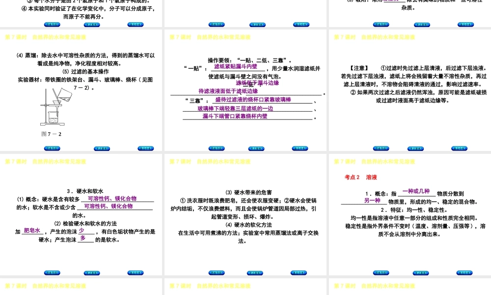 （包头专版）中考化学复习方案 第7课时 自然界的水和常见溶液课件-人教版初中九年级全册化学课件