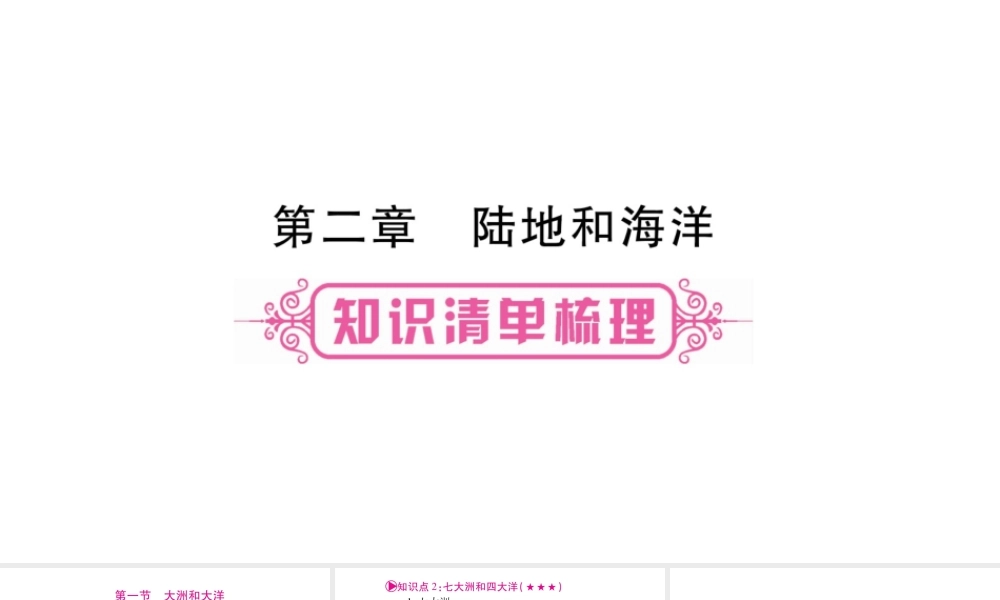 （人教版通用）中考地理总复习 七上 第2章 陆地和海洋课件-人教版初中九年级全册地理课件