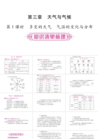 （人教版通用）中考地理总复习 七上 第3章 天气与气候 第1课时 多变的天气 气温的变化与分布课件-人教版初中九年级全册地理课件