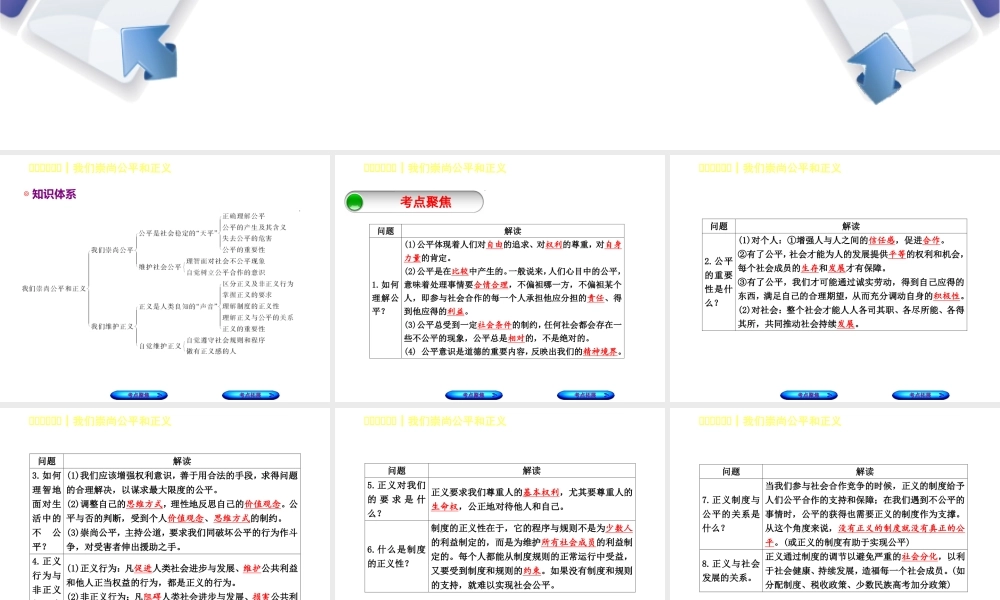 （呼和浩特专版）中考政治复习方案 第二部分 八下 第九、十课 我们崇尚公平和正义课件-人教版初中九年级全册政治课件