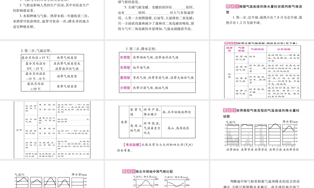 （人教版通用）中考地理总复习 七上 第3章 天气与气候 第2课时 降水的变化与分布   世界气候课件-人教版初中九年级全册地理课件