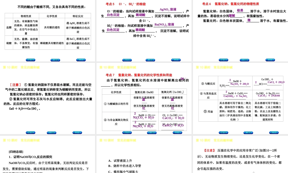 （包头专版）中考化学复习方案 第10课时 常见的酸和碱课件-人教版初中九年级全册化学课件
