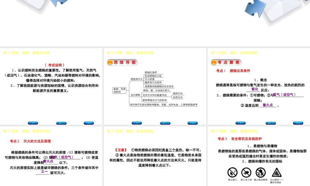 （包头专版）中考化学复习方案 第13课时 燃料、能源和环境课件-人教版初中九年级全册化学课件