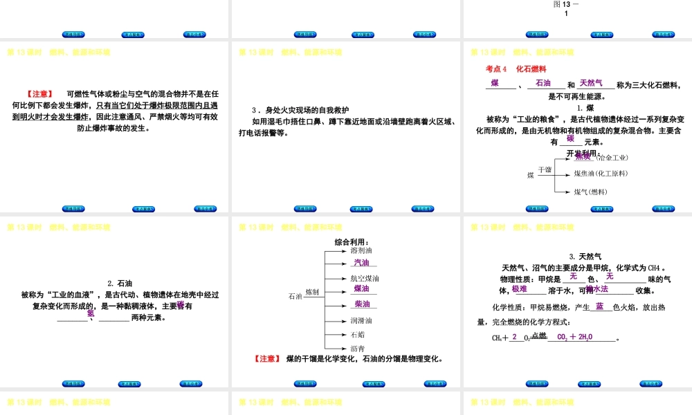 （包头专版）中考化学复习方案 第13课时 燃料、能源和环境课件-人教版初中九年级全册化学课件