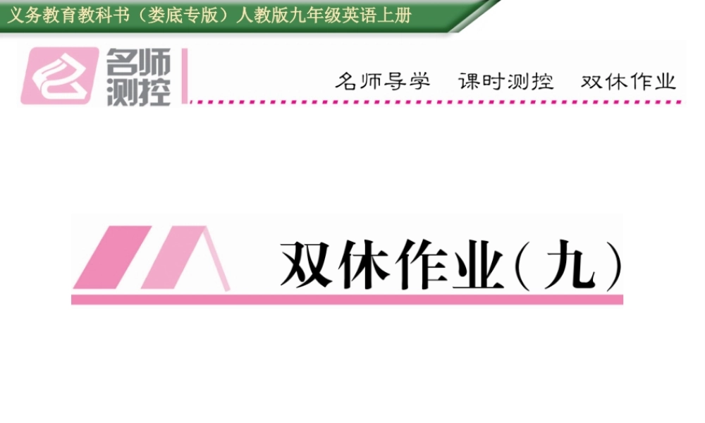 （娄底专版）秋九年级英语全册 Unit 9 I like music that I can dance to双休作业（九）课件 （新版）人教新目标版-（新版）人教新目标版初中九年级全册英语课件