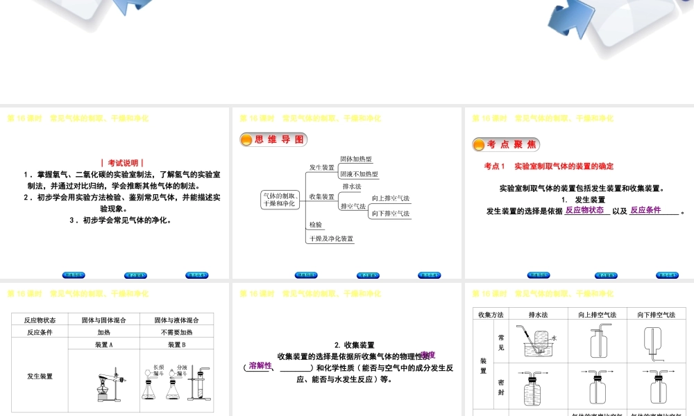 （包头专版）中考化学复习方案 第16课时 常见气体的制取、干燥和净化课件-人教版初中九年级全册化学课件