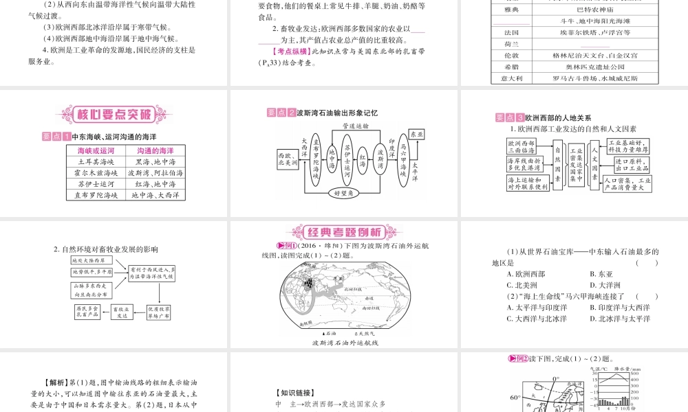 （人教版通用）中考地理总复习 七下 第8章 东半球其他的地区和国家 第1课时 中东和欧洲西部课件-人教版初中九年级全册地理课件