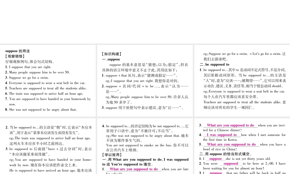 （娄底专版）秋九年级英语全册 Unit 10 You’re supposed to shake hands（第3课时）课件 （新版）人教新目标版-（新版）人教新目标版初中九年级全册英语课件