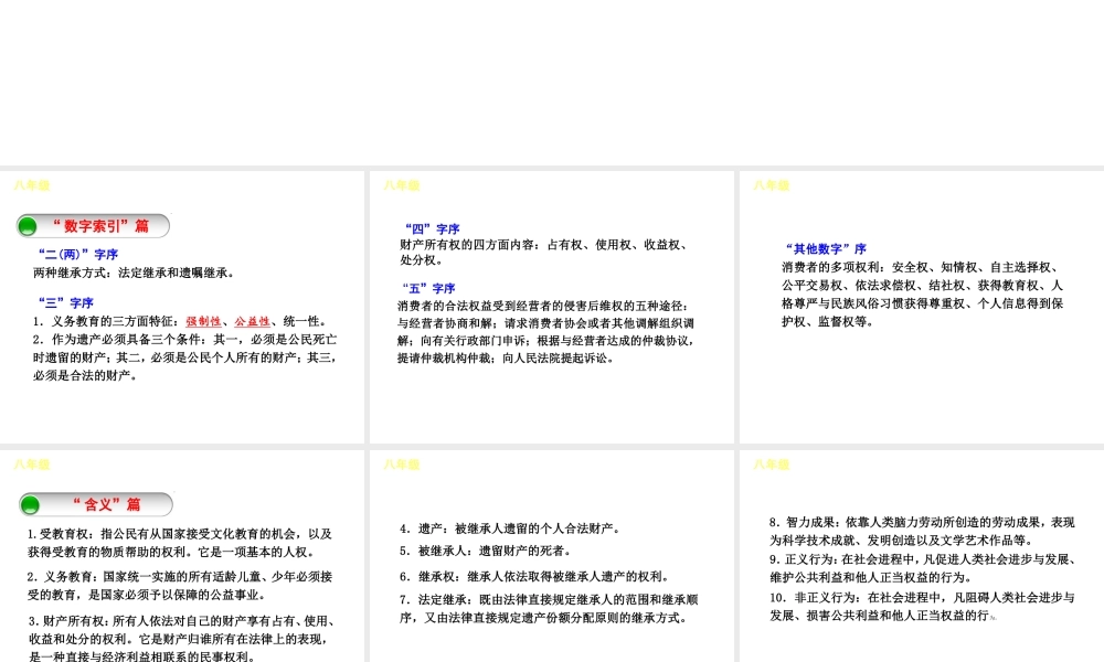 （呼和浩特专版）中考政治复习方案 核心观点归类 八年级课件-人教版初中九年级全册政治课件
