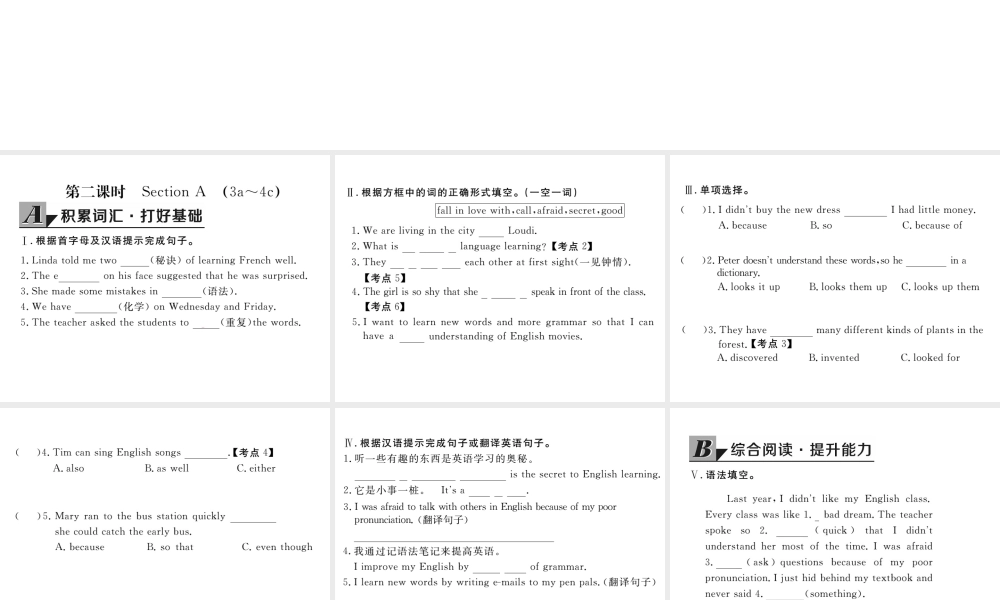 （娄底专用）秋九年级英语全册 Unit 1 How can we become good learners Section A（3a-4c）作业课件 （新版）人教新目标版-（新版）人教新目标版初中九年级全册英语课件